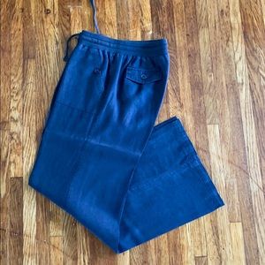 Love Tree fresh linen wide leg pants dark blue